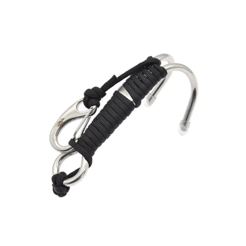 

New-KEEP DIVING 5X Scuba Diving Double Dual Stainless Steel Reef Drift Hook With Line And Clips Hook For Dive Underwater,Black