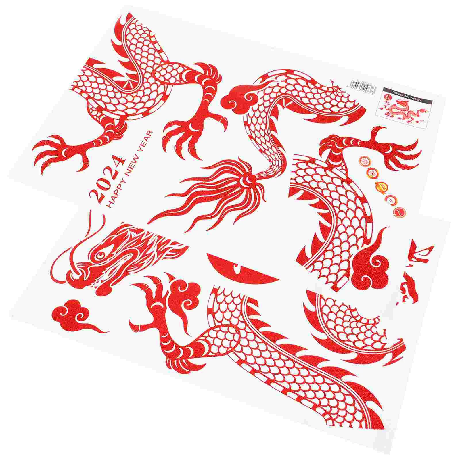 

Year of Dragon Window Sticker Chinese New Stickers Decals Party Supplies Small Door Decor