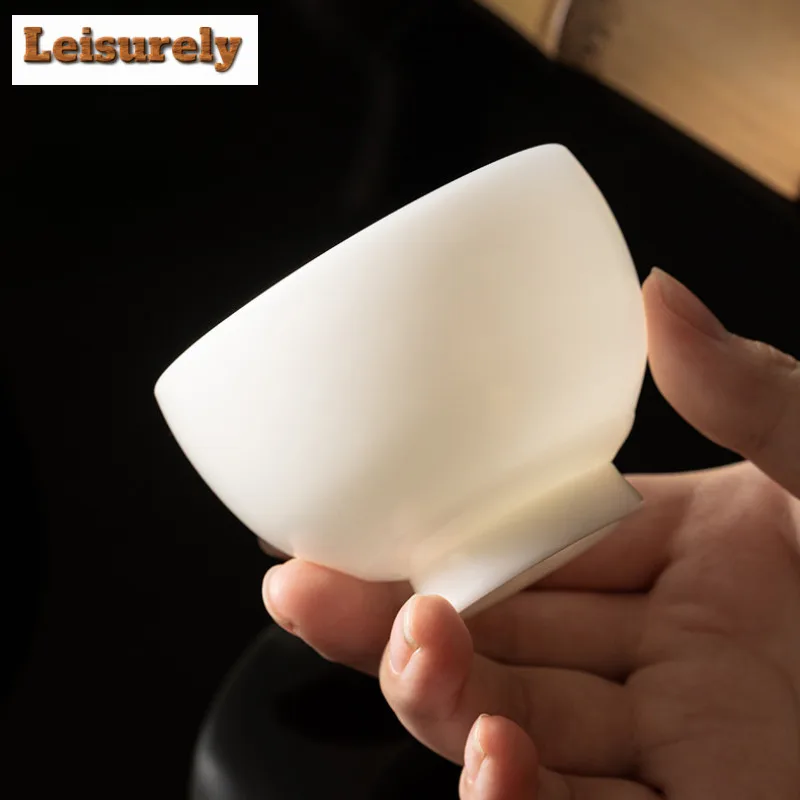 Handmade Fair Jade Clay Porcelain Tea Cup Personal Master Cup Single Tea Bowl Water Mug Meditation Cup Kung Fu Teaset Drinkware