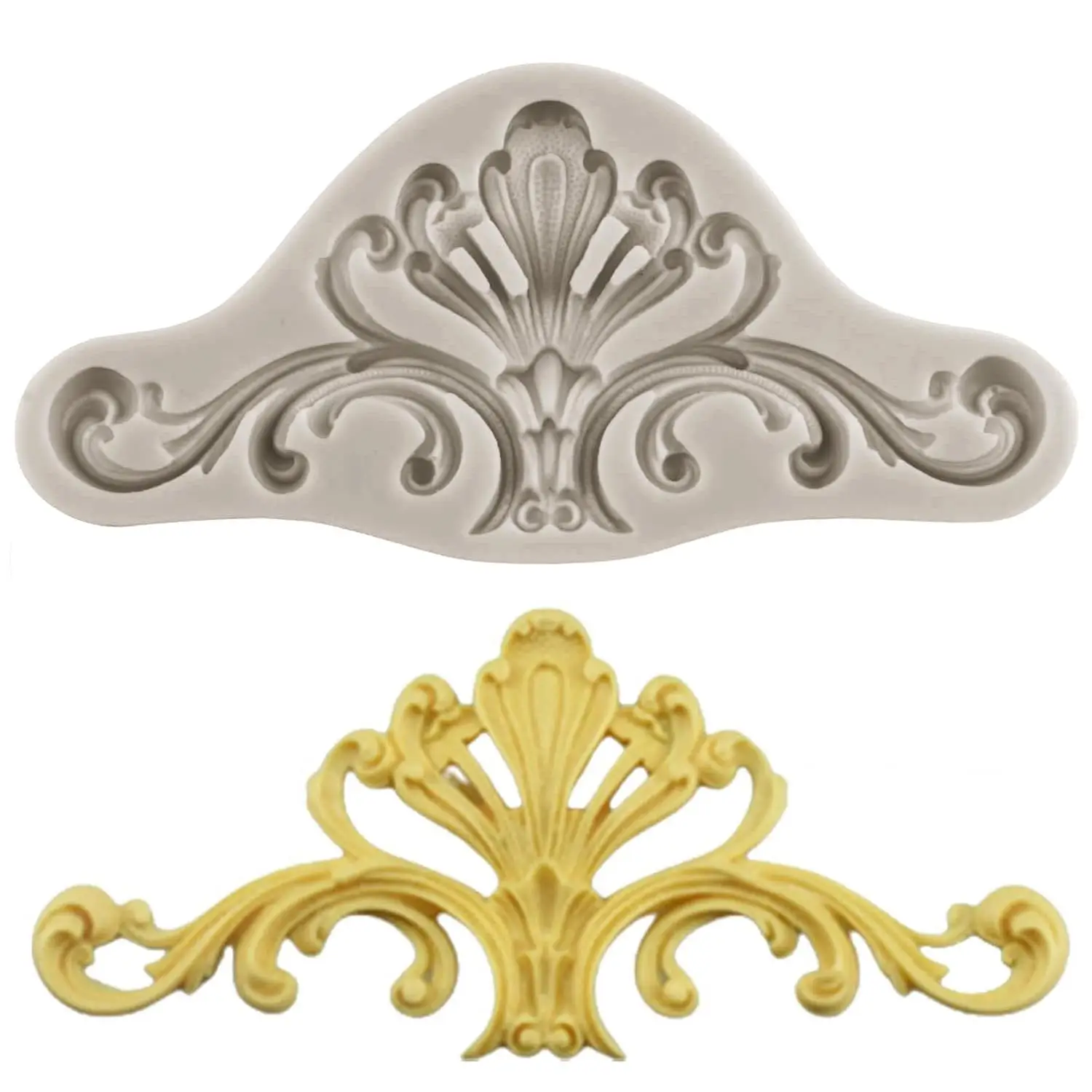 

Baroque Style Curlicues Scroll Lace Silicone Mould Relief Flower Lace Fondant Moulds Cake Decorating Candy Chocolate Moulds