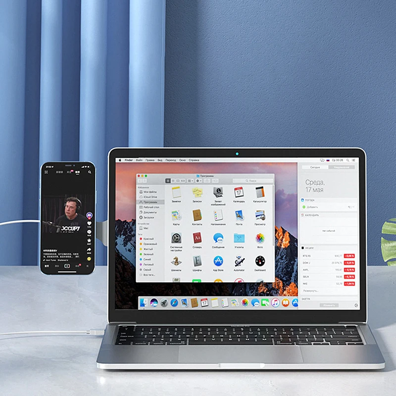 마그네틱 노트북 스크린 휴대폰 거치대, Magsafe ForiPhone 15 14, 조절 가능한 접이식 지지대, 사이드 마운트 스탠드, 디스플레이 브래킷