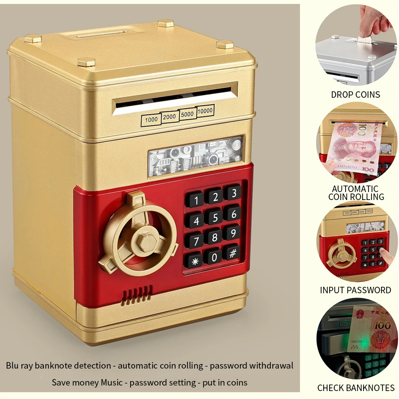 

Electronic Piggy Bank Safe Box Money Boxes Children Digital Coins Cash Saving Safe Deposit Mini ATM Machine Kid Christmas Gifts