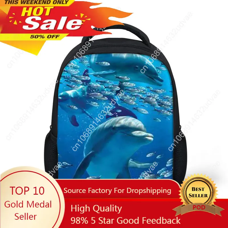 

Cartoon Dolphin Print Small Children Schoolbag Boys Girls Mini School Bags Student Kindergarten Backpack Baby Daily Bags