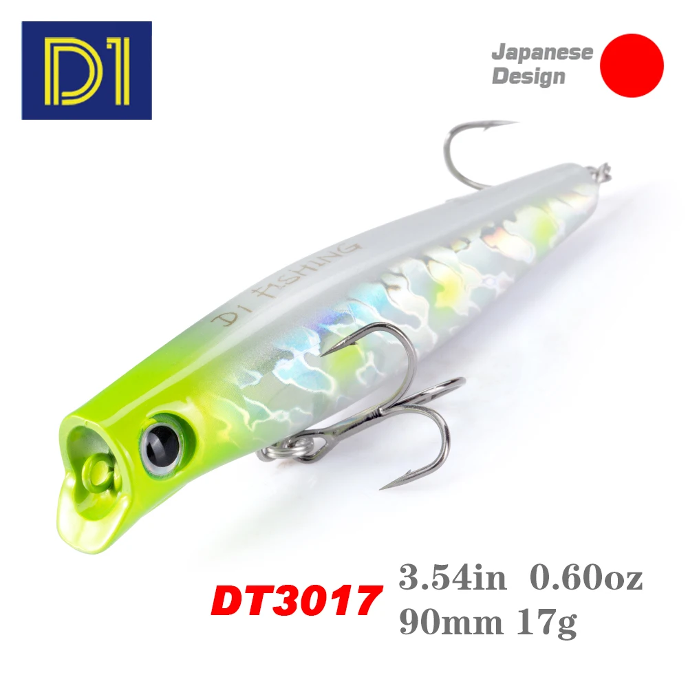 D1 Slow Sinking Popper Fishing Lure 90mm 17g Long Casting Jerkbait Crank  Wobblers Saltwater Hard Artificial Bait Bass Tackle