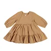 Spring Toddler Girls Dress Cotton Solid Full Sleeve Children Dress Ruffles Kids Dresses for Girls Fashion Girls Clothing 6