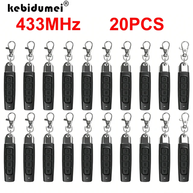 20PCS Remote Control 433MHz Car Key Garage Door Gate Opener Remote Control Duplicator Clone Cloning Code 4-Button Transmitter