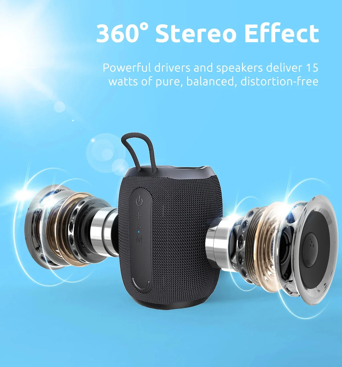 Mini Stereo Bluetooth Speaker with 5 LED Light Modes IPX5 Waterproof TF Card U Disk AUX FM Playback Mode Wireless HIFI Soundbox