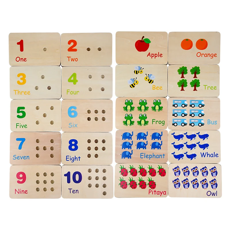 Wooden Stick Game 1-10 Number Cognition Matching Board Educational Toys Math Color Learning Teaching Aids_voghion.com