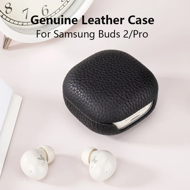 

Чехол из натуральной кожи для Samsung Galaxy Buds 2, роскошный кожаный чехол ручной работы для Galaxy Buds Pro Lychee, чехлы для наушников с узором