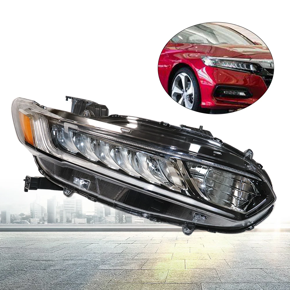 

For 2018-2020 Honda Accord Headlight Assembly Right Passenger Side Headlamp Chrome Housing LED Headlights OEM 33100TVAA11