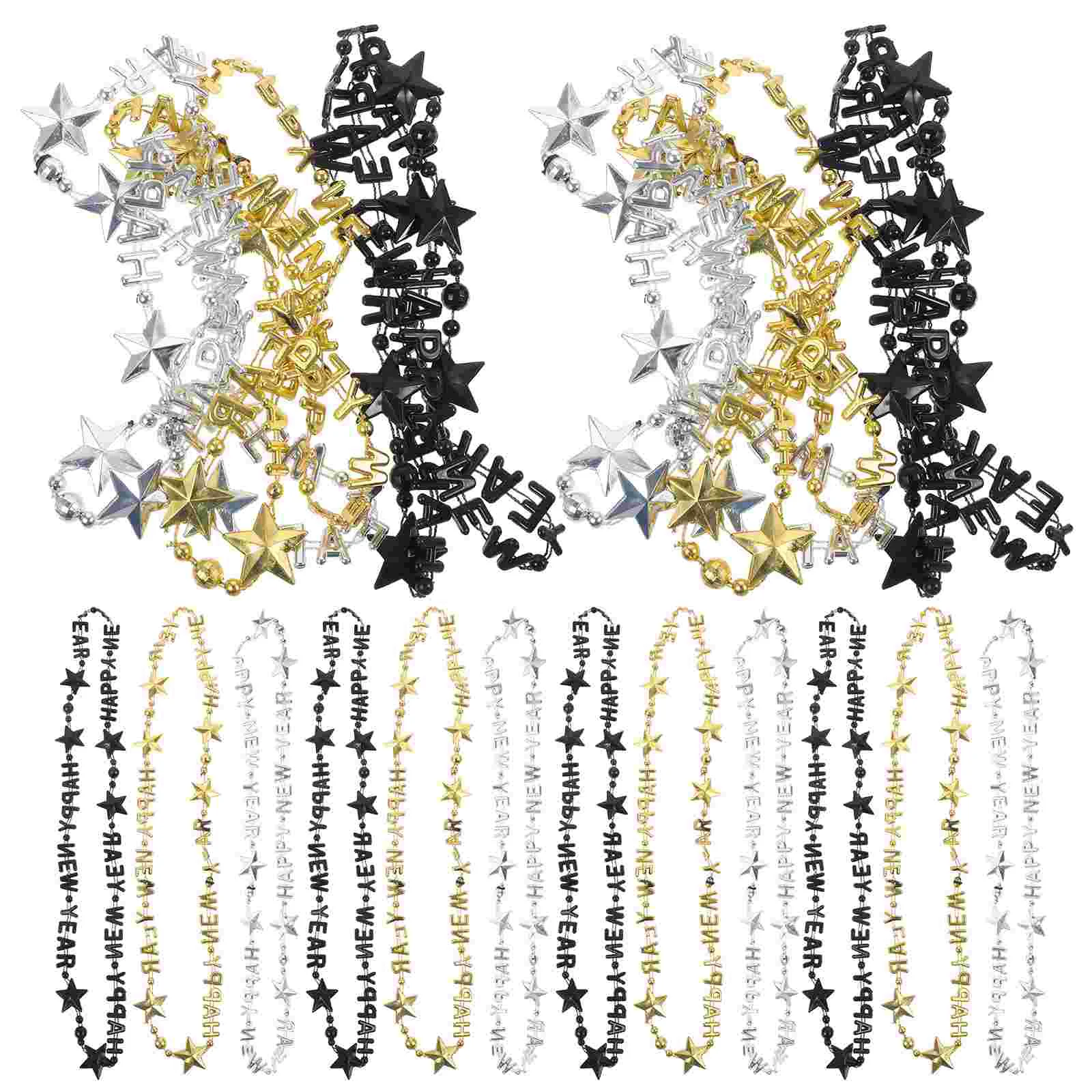 

24pcs New Years Necklace Decorations New Years Eve Beads Chain Party Supplies