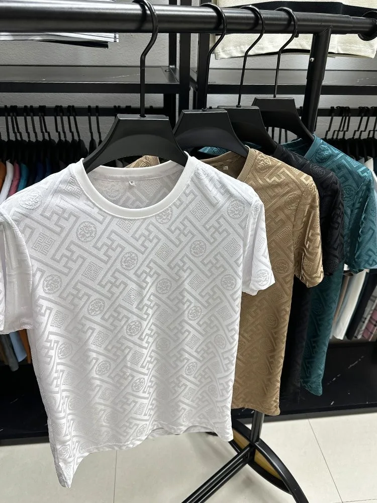 High quality men's short sleeved summer designer boutique jacquard craftsmanship polo business stand up collar T-shirt new style 12 S416b5ab2f3b146acb2ec2c9204f2f343K