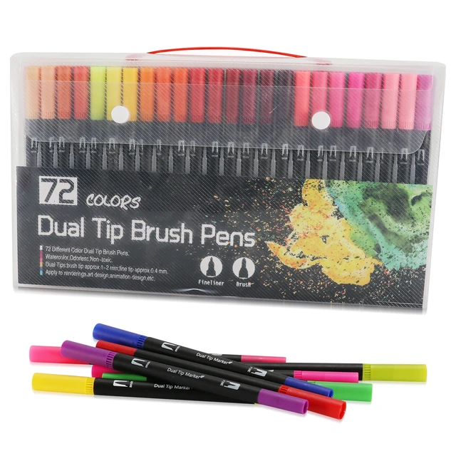 Dual Brush Marker Pens, 72 Colors Art Markers Set with Fine Tip