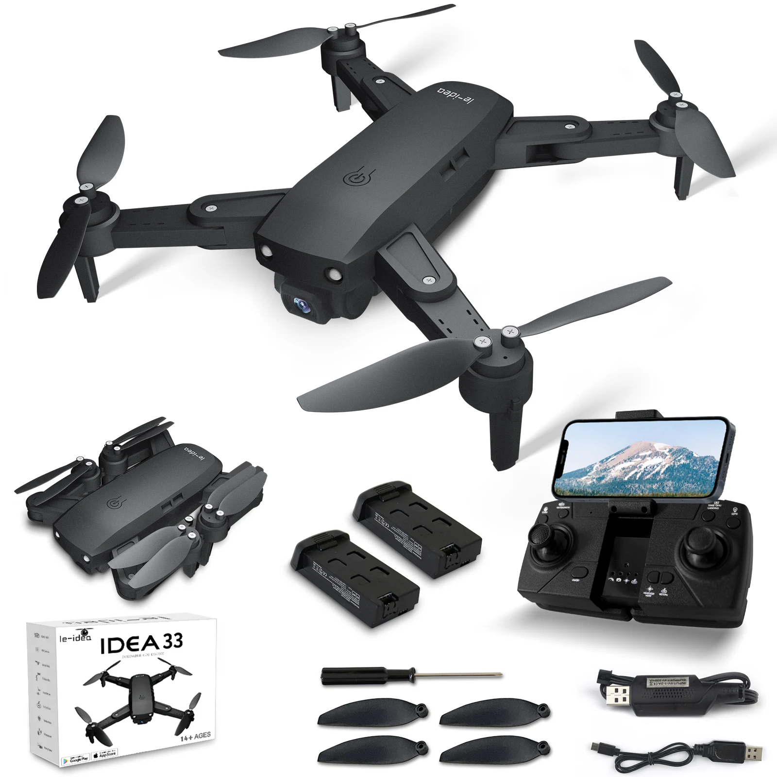 IDEA33 Drone with camera 4k, Drone with GPS/Optical Flow Positioning for  Beginners, foldable 5GHz WIFI Quadrocopter, 2 Batteries - AliExpress