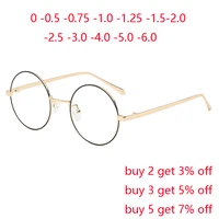 Metal Big Frame Round Prescription Glasses With Astigmatism Anti Blue Light Student Nearsighted Spectacles 0 -0.5 -0.75 To -4 1