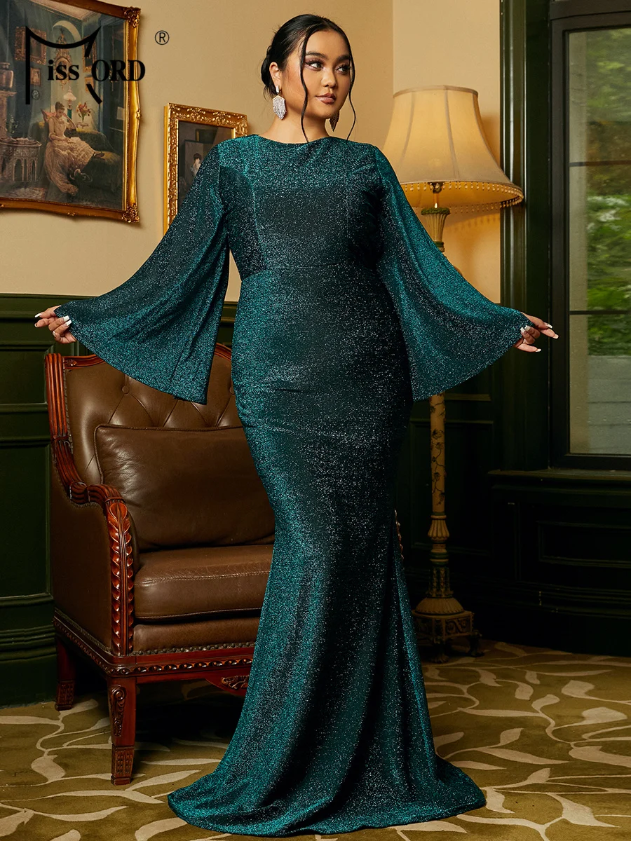 

Missord Plus Size Summer Dress Split Backless Mermaid Evening Dress