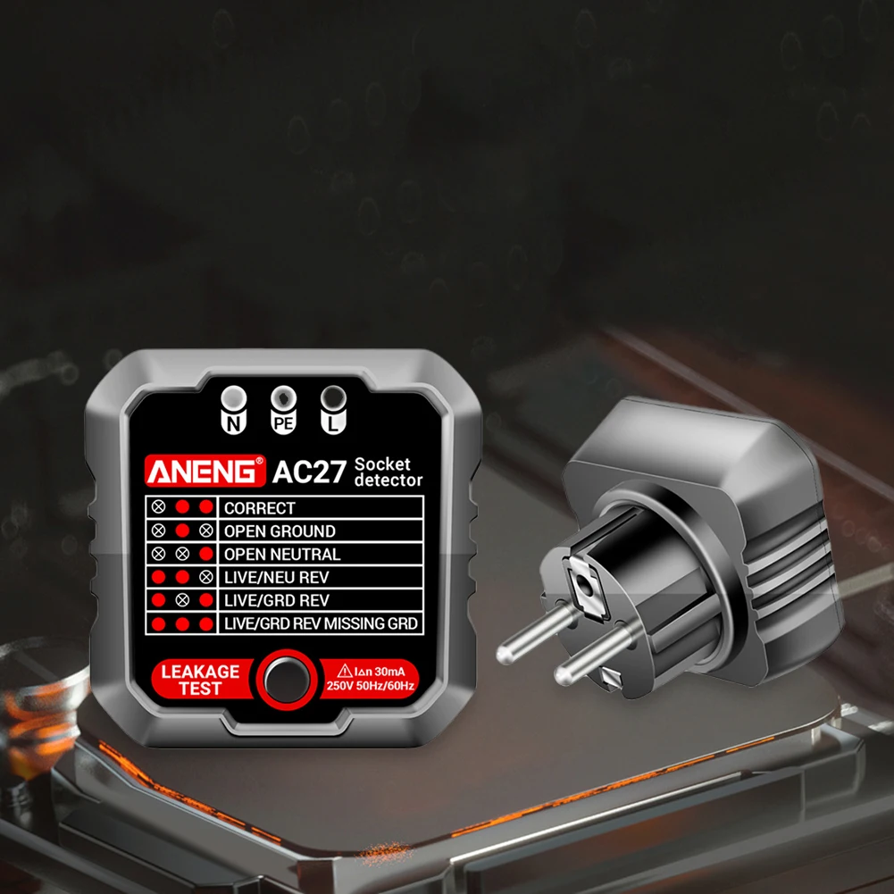 Description Picture 5 of itemANENG AC27 Smart Socket Tester EU/US Plug Polarity Phase Check Voltage Detector Test Electroscope Meter Circuit Breaker Finders