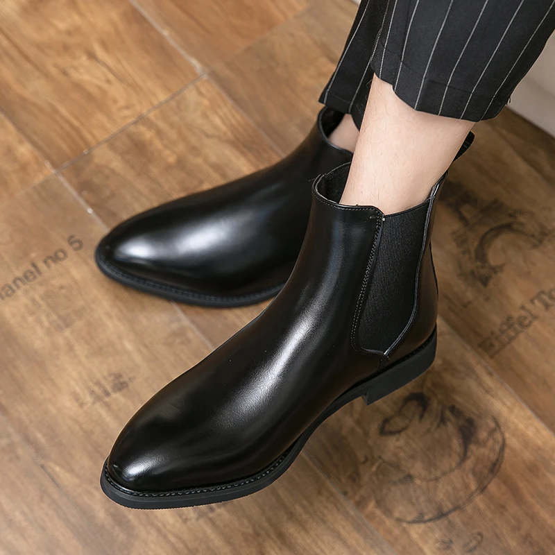New Men pointed Ankle Boots Chelsea Boots Classic high boots Fashion Business Casual Street Party Elegant DESIGN SHOE