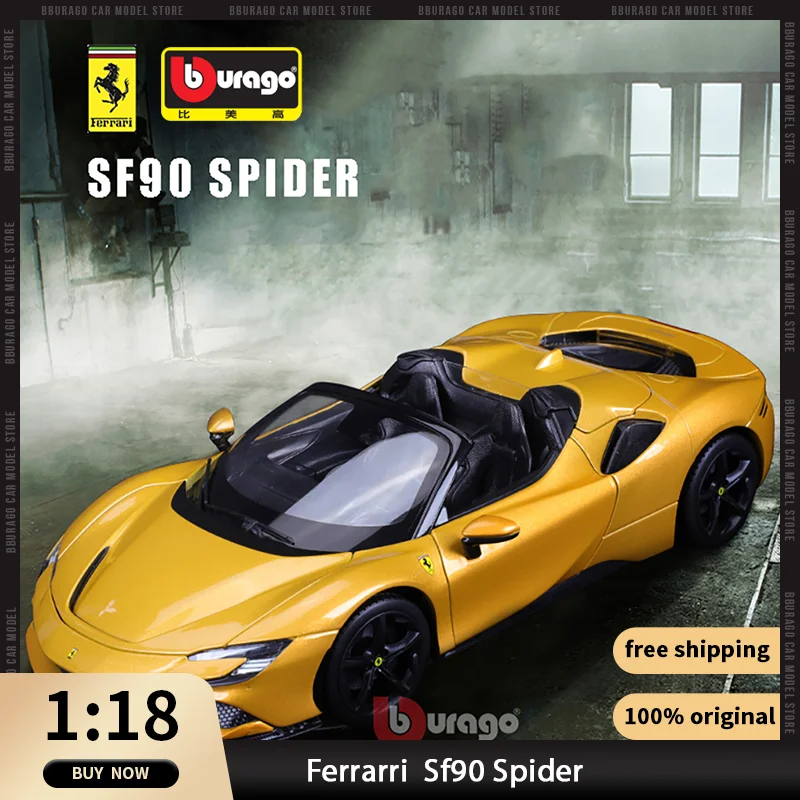 1:18 Bburago Ferrari Sf90 Spider Assetto Fiorano Car Diecast Model Edition Collection Ornamenti Regalo Lega Veicolo Di Lusso Giocattolo