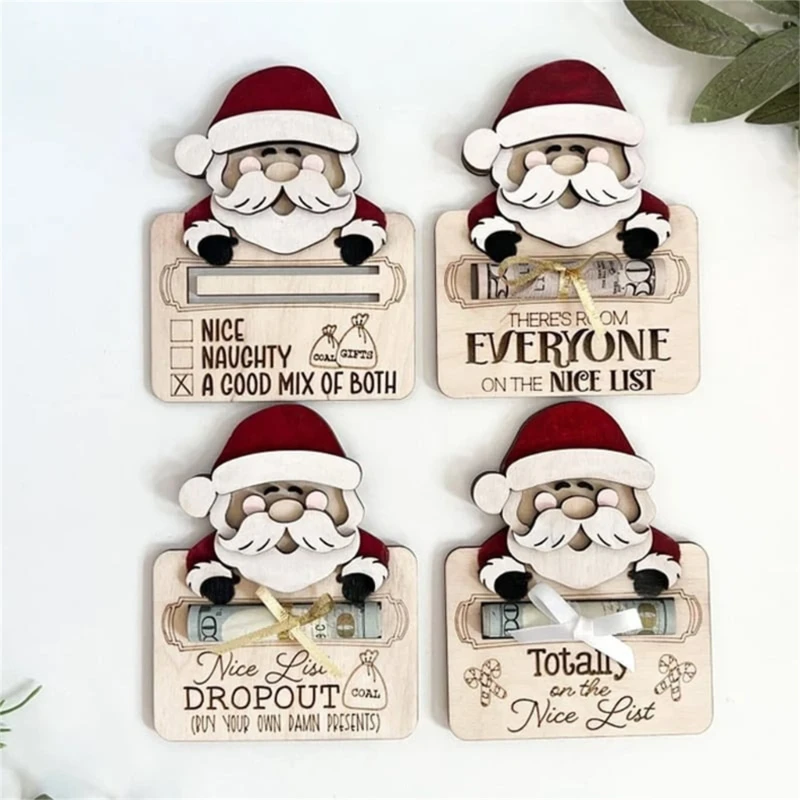 

christmas decorations 2024 Unique Money Holder Handmade Wooden Money Card Hanging Decoration Xmas Tree Ornaments Pendant Funny