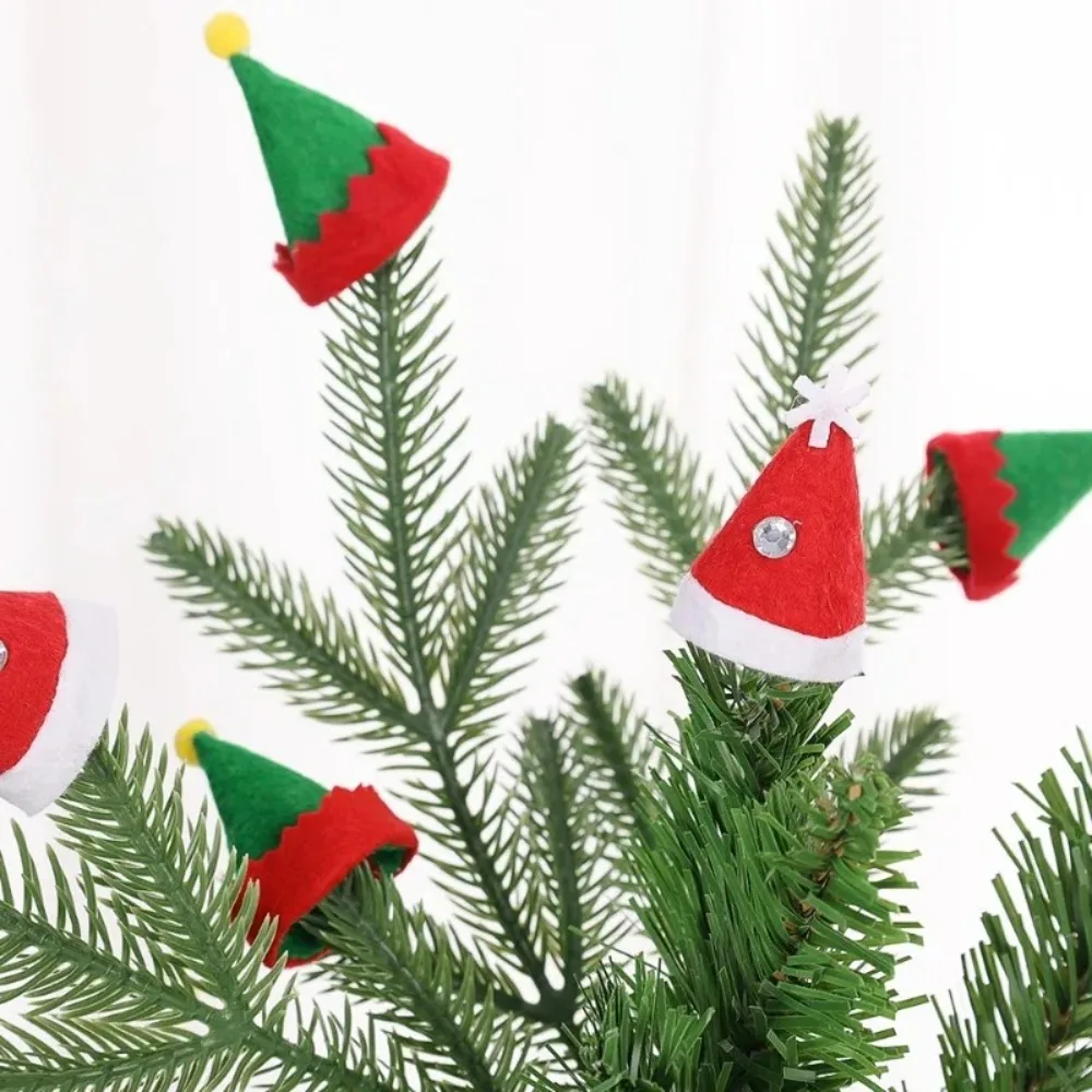 12pcs Lollipop Hat Mini Christmas Hat Bottle Ornament Gift Wine Bottle DIY Elf Craft Supplies Christmas Santa Hats Party