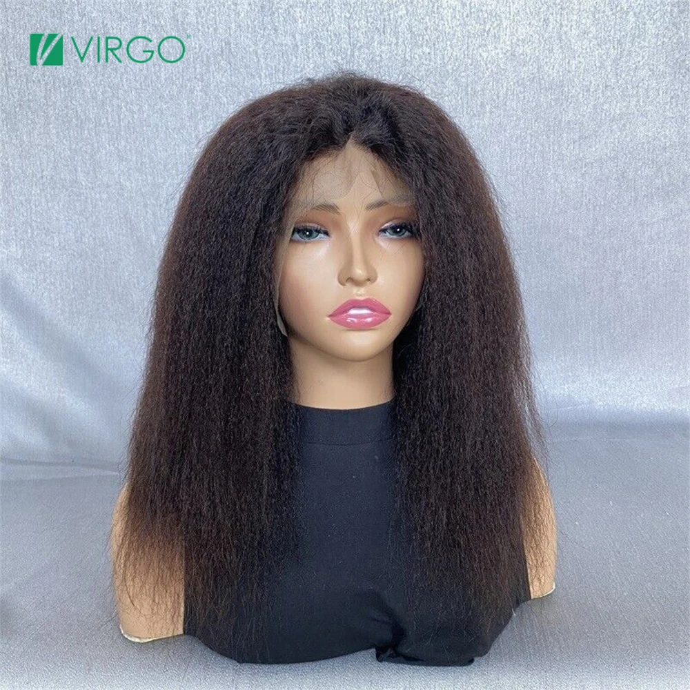 

Kinky Straight Human Hair Wigs 13X4 Hd Transparent Lace Frontal Wig Virgo Brazilian Yaki Straight Half Wig 13X6 Lace Front Wig