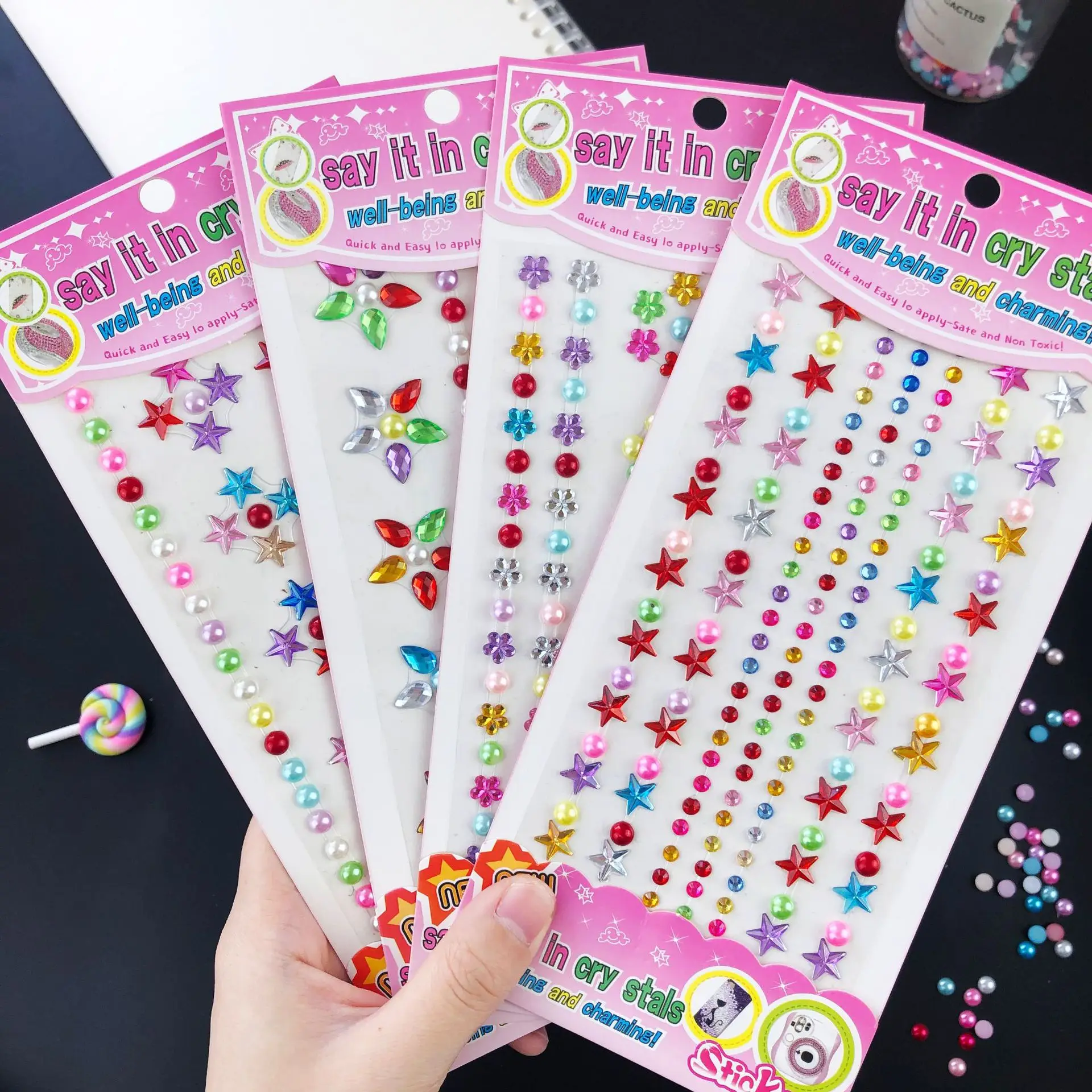 8 Sheets Gems Stickers Kids DIY Crafts Stickers Non-toxic Prime Acrylic  Rhinestone Sticker Gems Jewels Stickers for Kids  Crafts/Scrapbooking/Prize/Party Favor/Phone Decoration