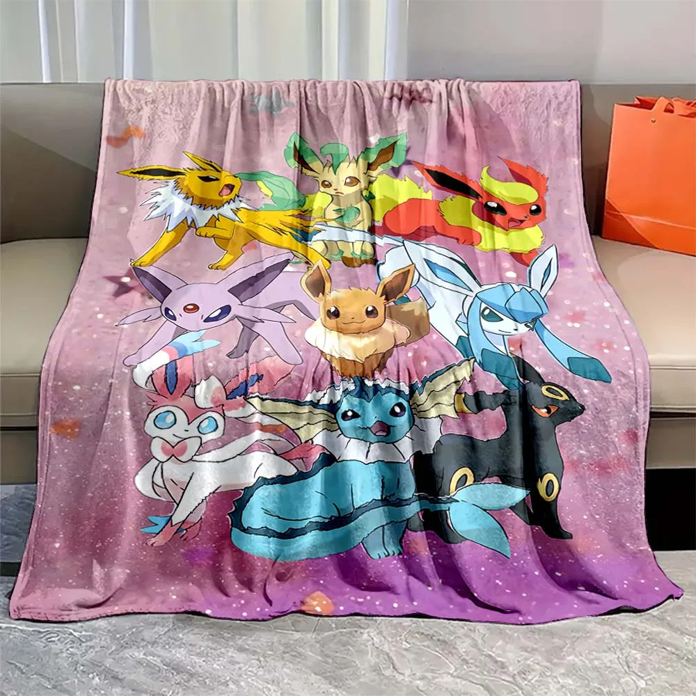 Pokemon Blanket Large Size Pokemon Flannel Blanket Anime Eevee Printed Home Sofa Lunch Break Blankets