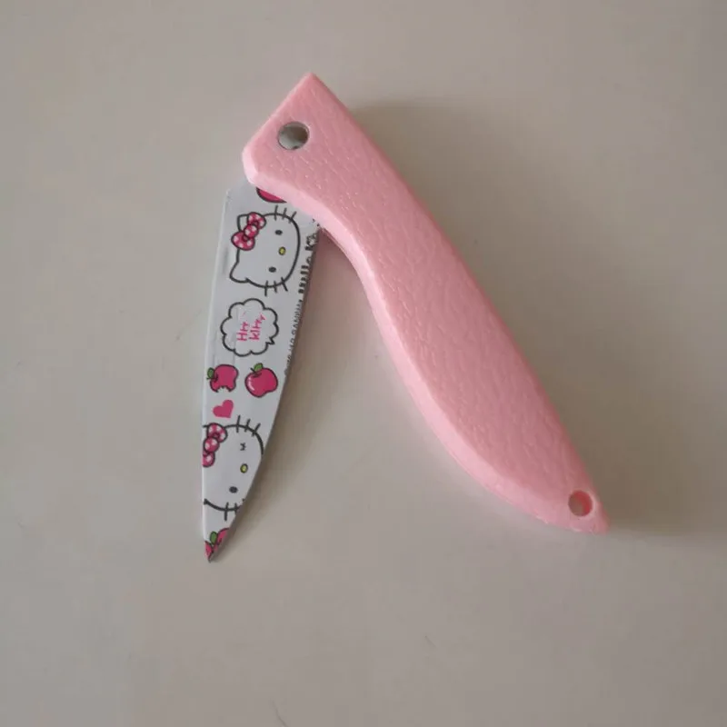 Stainless Steel Kitchen Paring Knife Pink Folding Knife Selfdefense