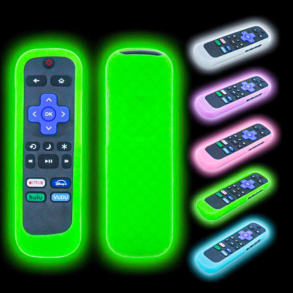 Luminous Silicone Remote Control with Rope Suitable for TCL Hisense Roku TV Remote Control Cover Case Home Supply silicone remote case silicone remote cover silicone remote sleeve remote controller cover silicone case protector