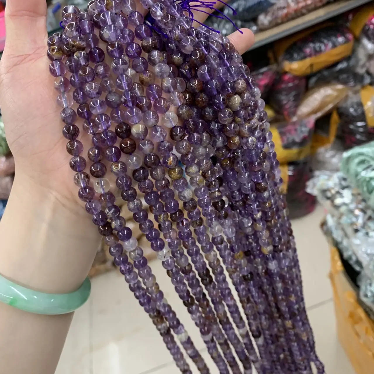 

Cacoxenite Amethyst / Purple Rutilated Quartz Stone Beads Natural Gemstone Beads Diy Loose Beads for Jewelry Making Strand