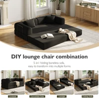 Convertible Floor Sofa Bed with Fixed-Shape Frame,  5-in-1 DIY Combination Modular Sofa,  for Living Room Bedroom Playroom 4