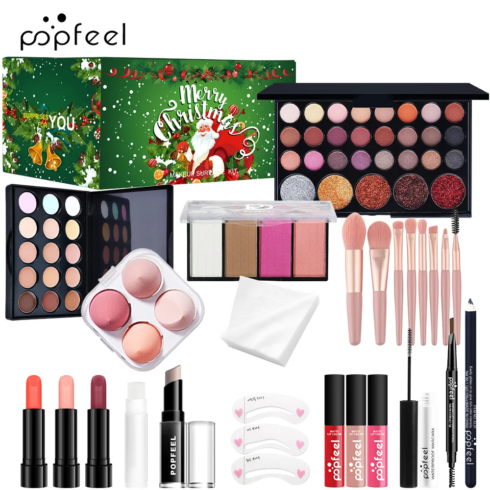 POPFEEL Christmas Mystery Cosmetics Set Stage Girls Holiday Show Makeups Eyeshadow Lipstick Eyeliner Concealer Mascara Wholesale 5