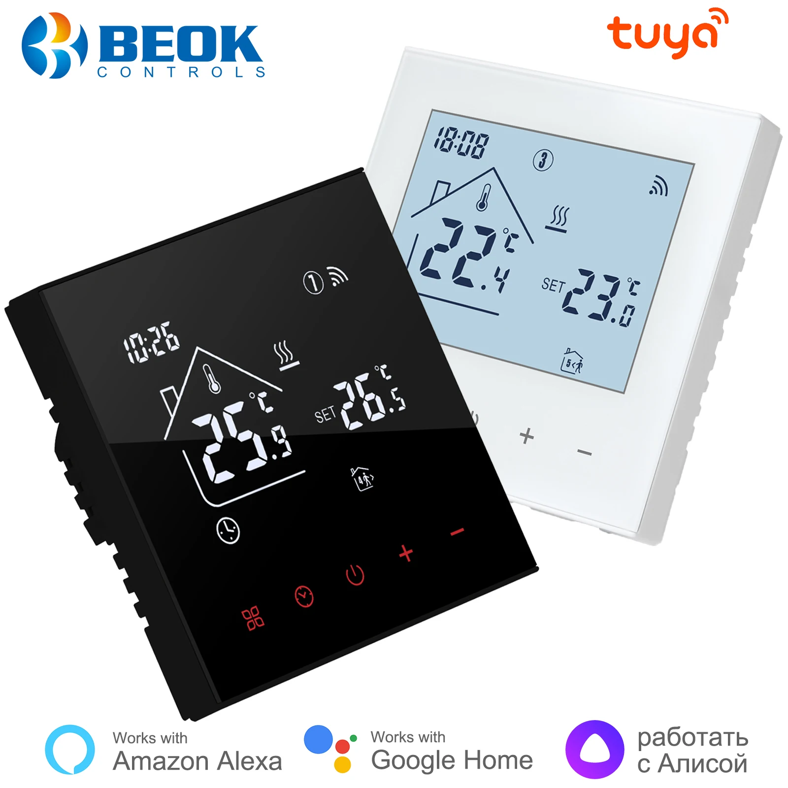 

Умный регулятор температуры Beok Tuya, Wi-Fi термостат для электрического подогрева пола, газового котла, работает с Alexa Google Home