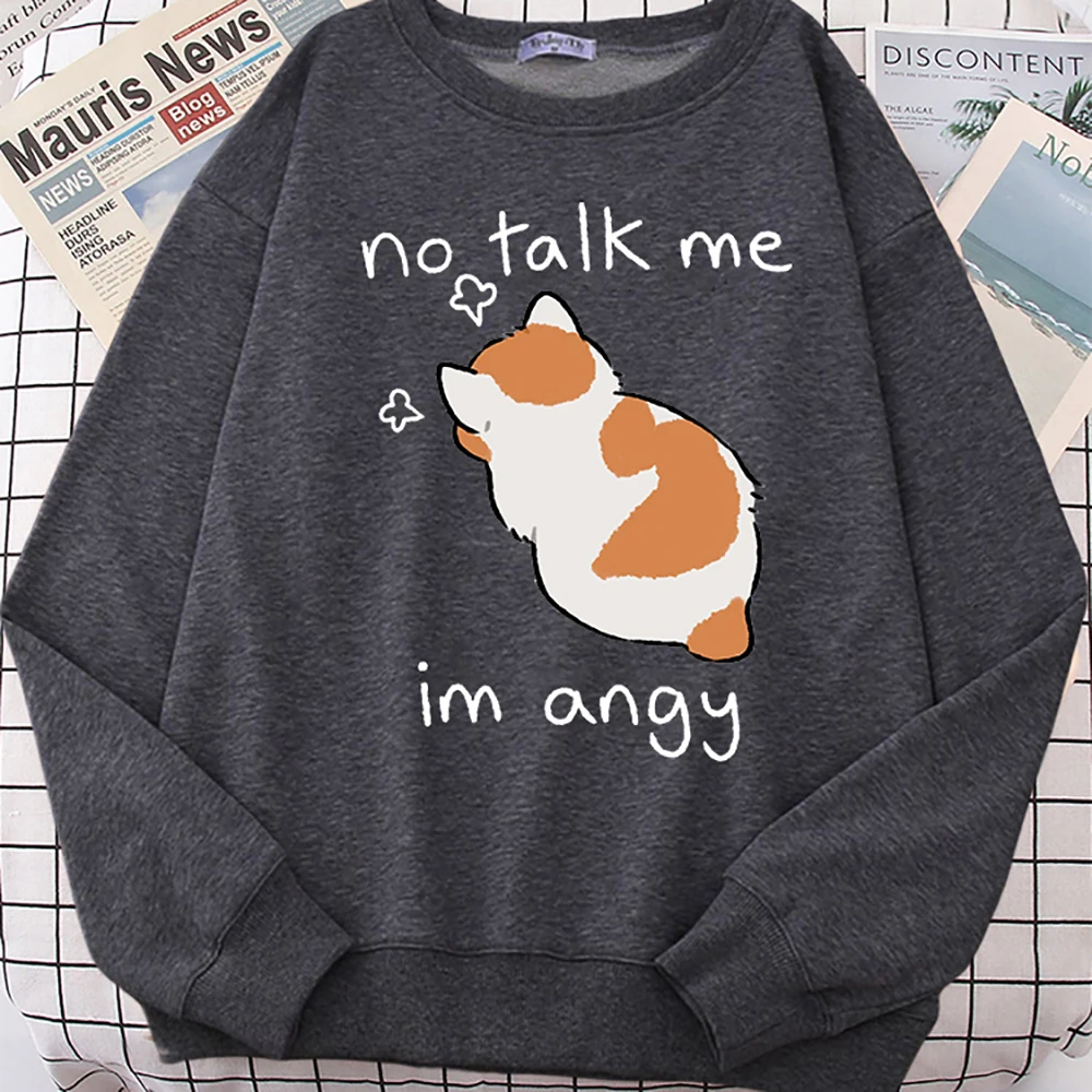 Angy Cat Print Women Sweatshirt