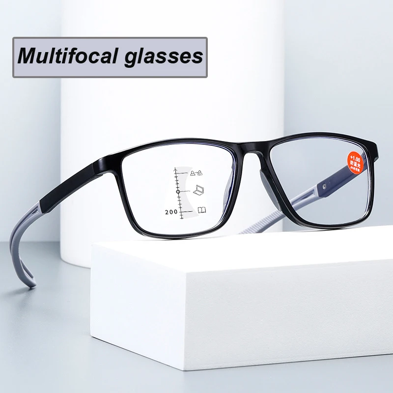 

Vintage TR90 Anti-blue Light Progressive Multifocal Reading Glasses Men Women Far Sight Eyewear Sports Presbyopia Eyeglasses