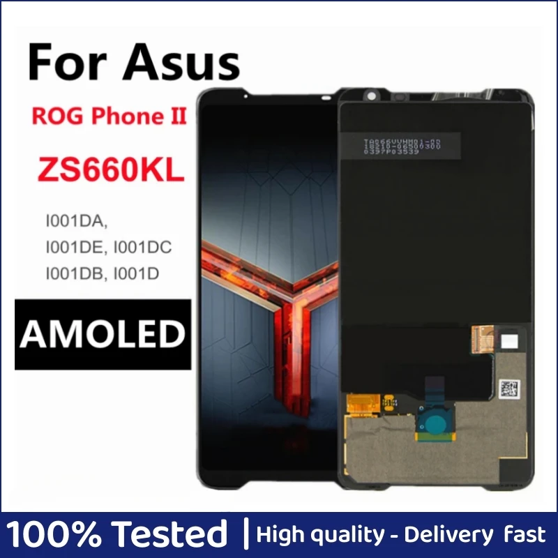 

6.59" AMOLED For ASUS_I001DE ROG Phone 2 Phone II ZS660KL LCD Display Screen +Touch Panel Digitizer for Asus ZS660KL lcd