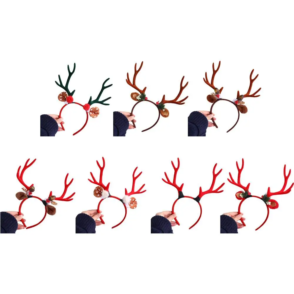 

Cute Party Large Antlers Pine Cones Plush Ball Deer Women Hair Hoop Elk Korean Style Hairbands Christmas Headband