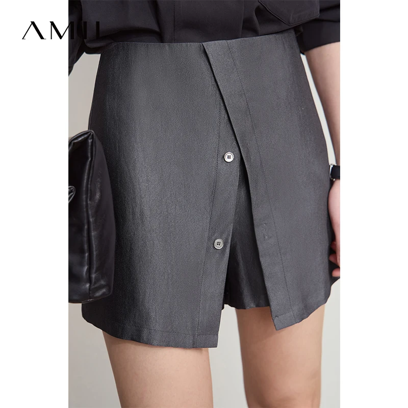AMII Summer New Shorts for Women 2025 Casual Solid Loose Short Pants Female Office Lady Fashion Fake Two-piece Pant 12521018