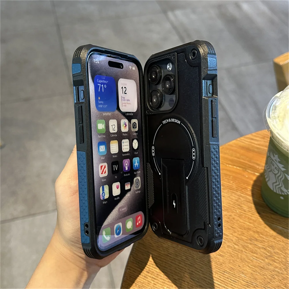 Rugged Military-Grade Magnetic Stand Case with Shockproof Matte Finish