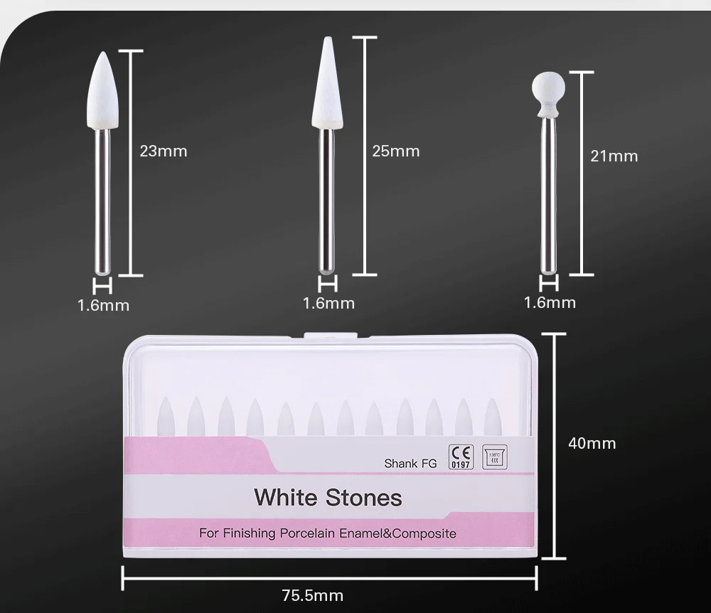 AZDENT 12 teile/paket Dental Flamme Kegel Runde Weiß Stein Polierer FG Bohrer Zahnmedizin Polieren Zahnarzt Klinik Metall Harz Porzellan – Detail 10