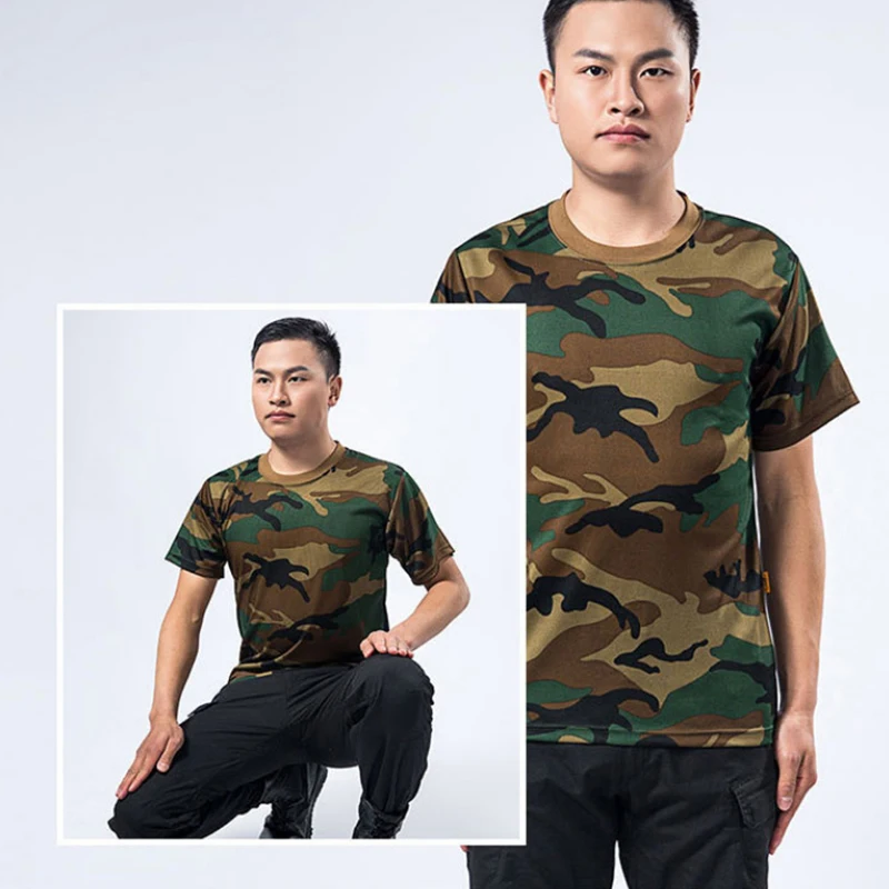 Men Casual Tactical T Shirts Short Sleeve Camouflage T-Shirt Quick Dry Outdoor Gym Top Tees Cargo T Shirt Male Clothing - Image 4