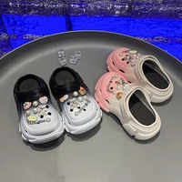 2024 New SandalsCute girl Cartoon Clogs Heels Platform Beach Slippers Cave Hole 1
