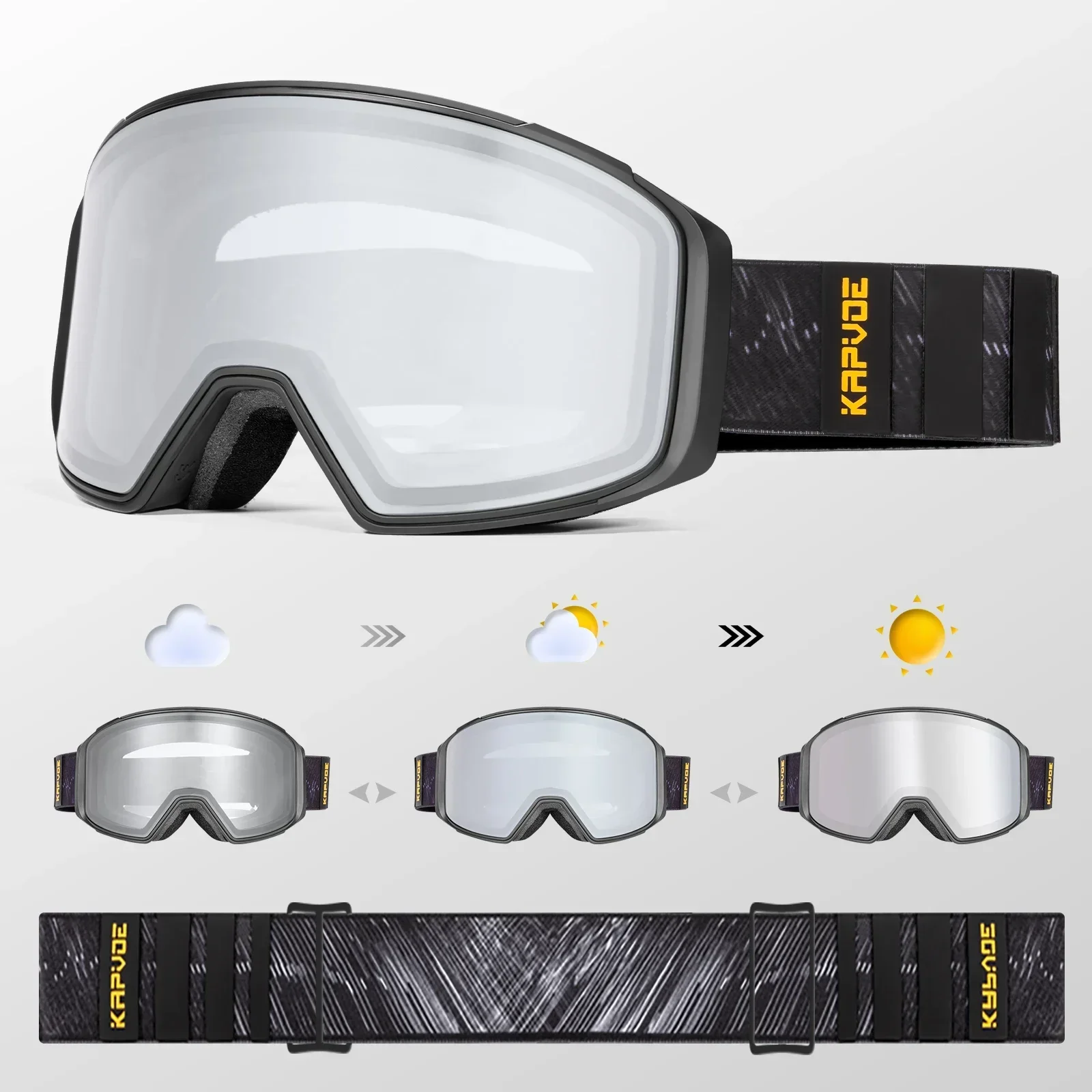 Kapvoe-Photochromic Ski Goggles Professional Winter Color Men Snowmobile Anti-Fog Snowboard goggles Women Ski Equipment UV400 5