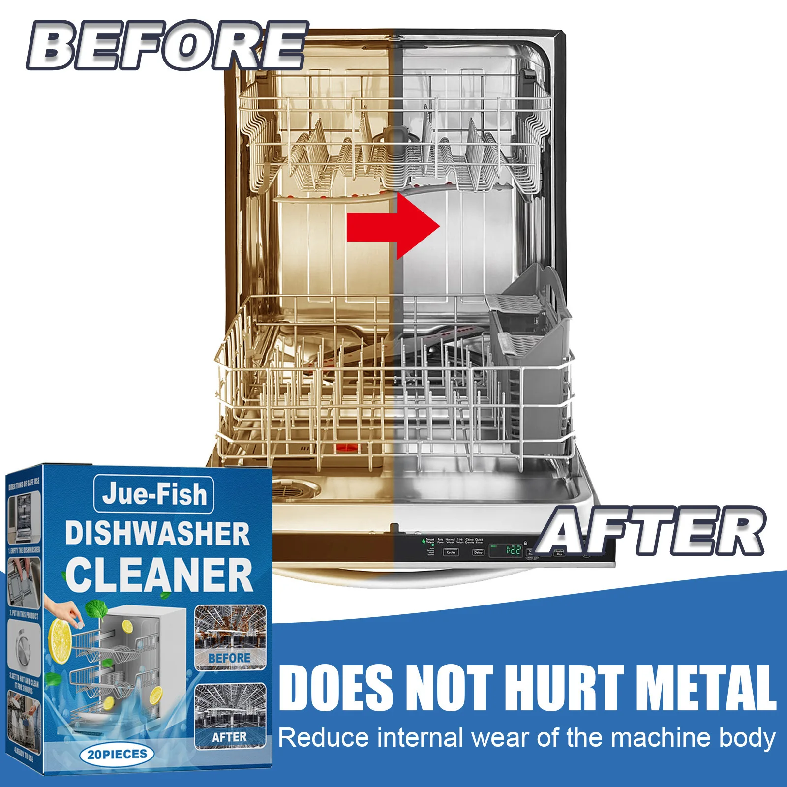 Jue Fish Dishwasher Cleaning Sheet Desktop Built-In Drawer Dishwasher Specific Stain Removal For Dishwasher Washing Machine