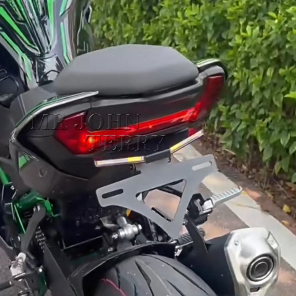 카와사키 Z 900 Z900용 z900 2025 오토바이 액세서리 조절식 LED 방향지시등 번호판 프레임 홀더 브래킷
