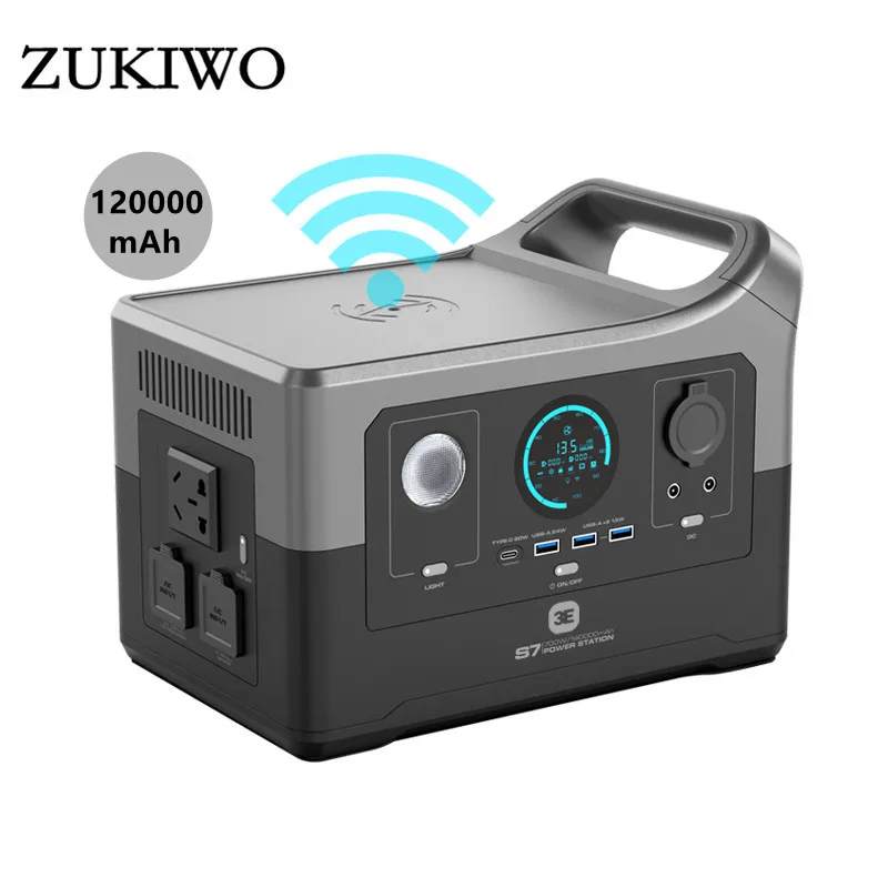 

ZUKIWO 700W Outdoor Portable Power Station LFP Battery 384Wh 120000mAh Portable Electric Generator For Phone Wireless Charging