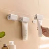 Wall Mounted Toothpaste Holder with Magnetic Sticker No Drill Facial Cleanser Storage Rack Bathroom Toothpaste Squeezer 2