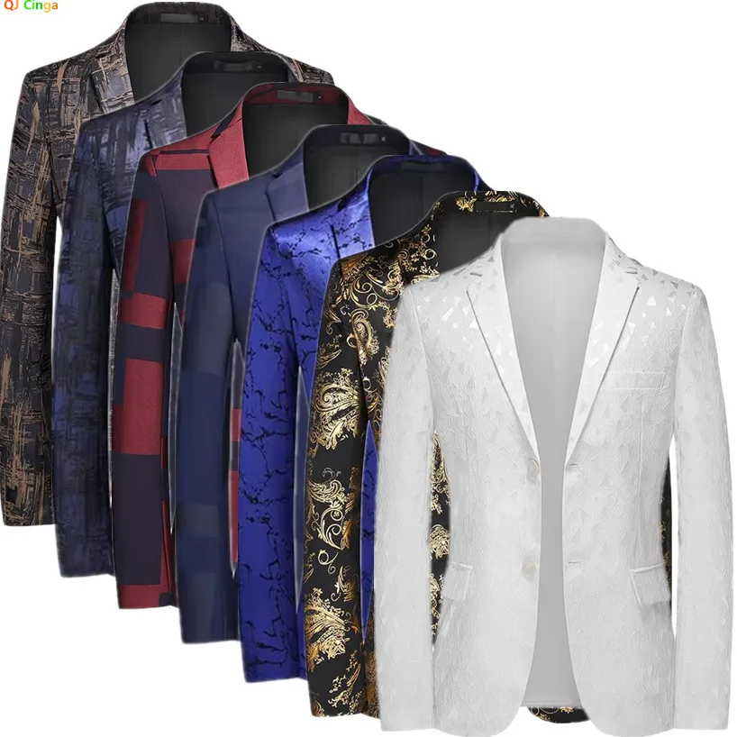 2026 New Men's Suit Jacket, Fashion Slim Blazer Coat, Black White Red Blue Terno Masculino Plus Size Men Outerwear Asian Size