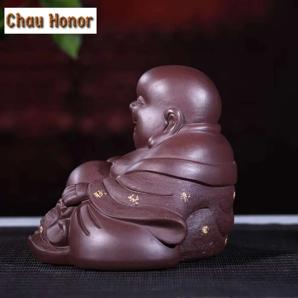 Antique Purple Clay Big Belly Laughing Maitreya Buddha Statue Tea Pet Ornament Crafts Bracelets Miniature Figurines Decorations